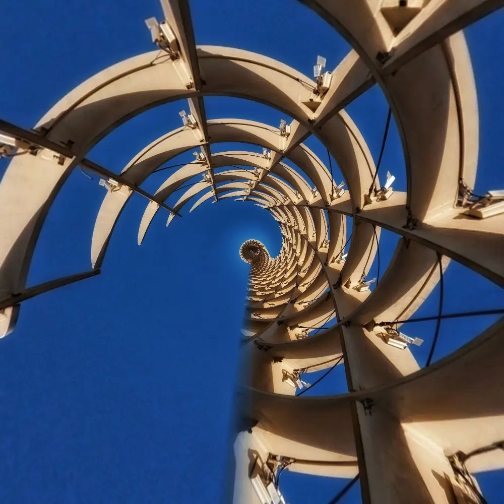 A view of the top of an abstract sculpture.