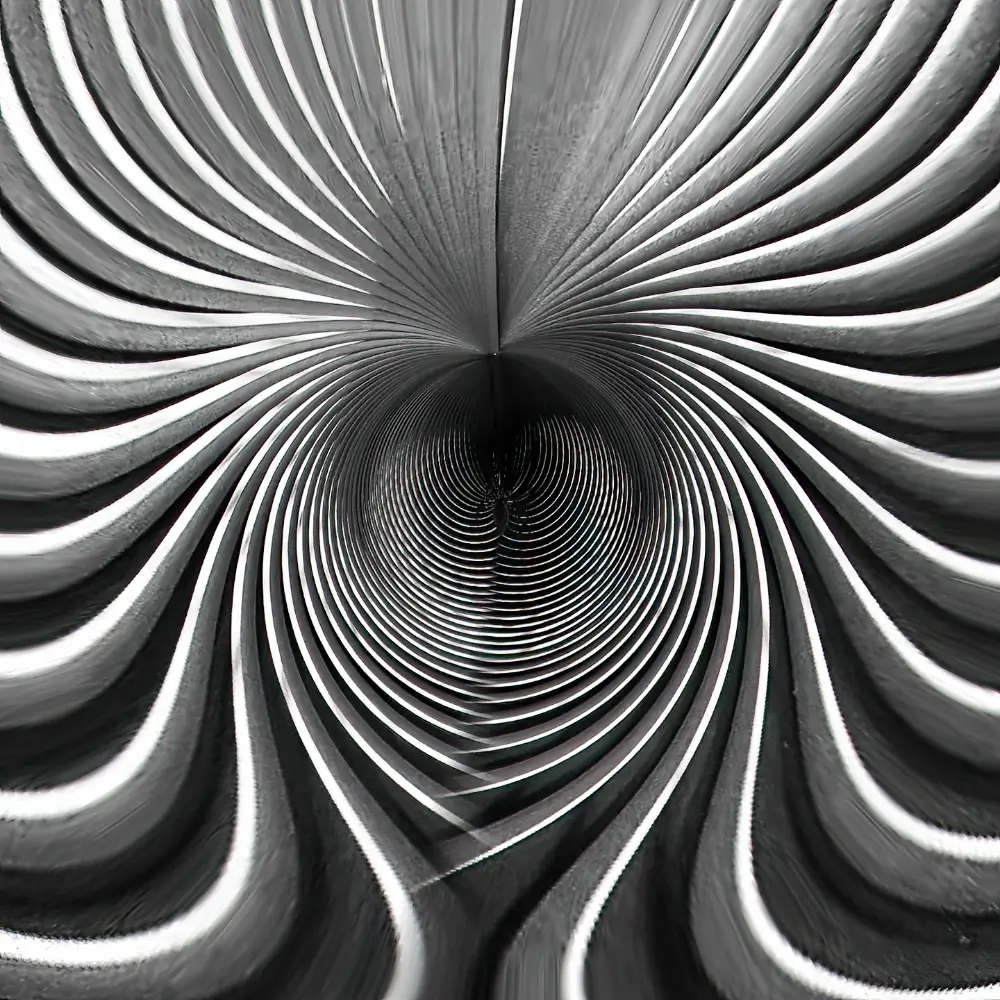 A black and white photo of an abstract design.