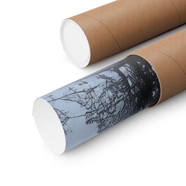 A close up of two tubes with trees on them