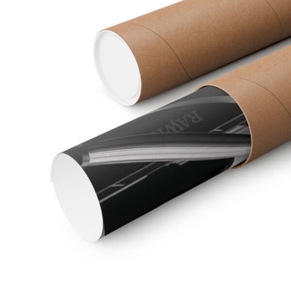 A roll of cardboard with a black plastic window.