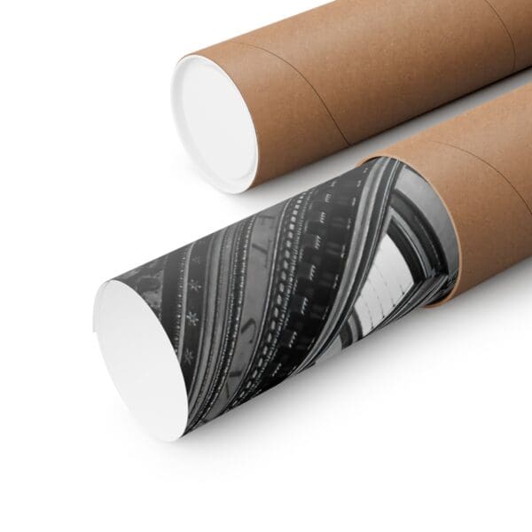 A roll of cardboard tubes with a picture on them.