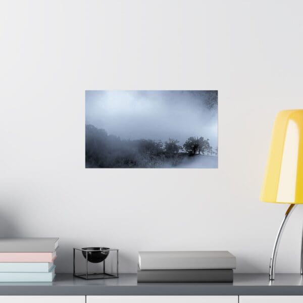 A white wall with some yellow and black furniture