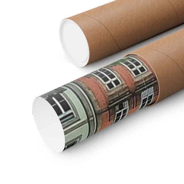 A close up of two cardboard tubes with pictures on them