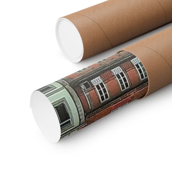 A roll of cardboard tubes with a picture on them.