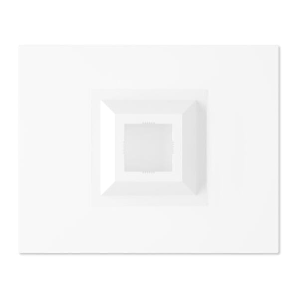 A white square plate with a white background.